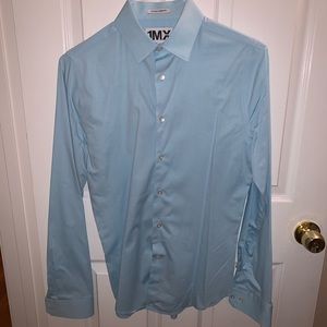 Express Light Blue Extra Slim Textured Dress Shirt